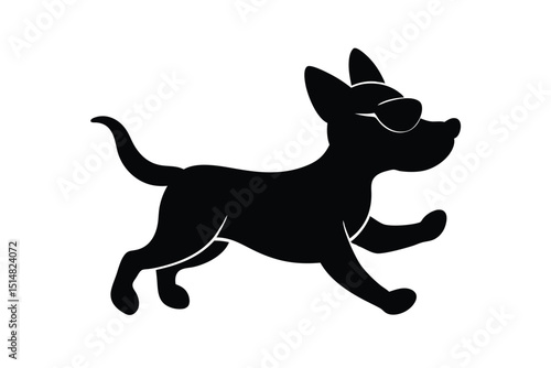 cartoon type beautiful dog silhouette vector with wearing sunglass