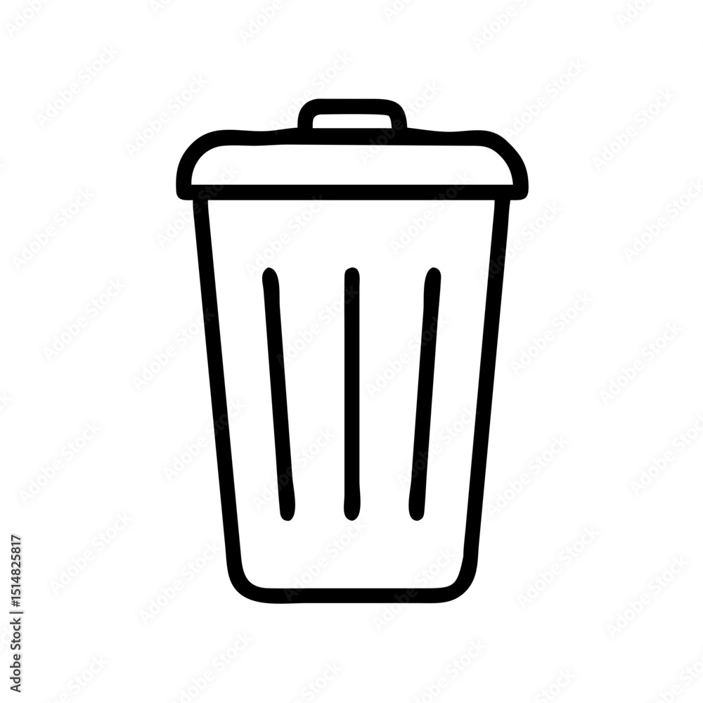 Trash Can Outline Icon, Isolated On White Background Trash Can Outline Icon, Isolated On White Background