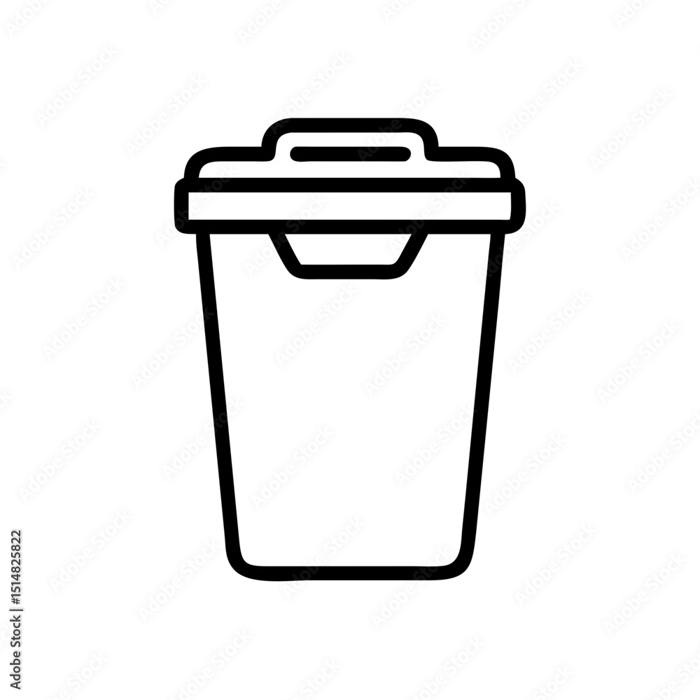 Trash bin with lid outline icon, isolated on white background Trash bin with lid outline icon, isolated on white background