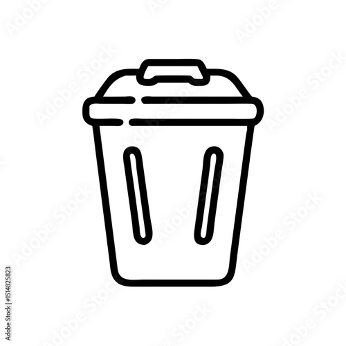 Simple black and white line art of a trash can for easy design integration