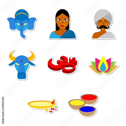 india clip art set