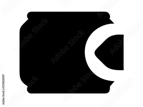 Opened and unopened aluminum soda cans, illustrating product lifecycle. Simple black and white graphic of two soda cans, one intact and the other opened with a wavy, dented top.