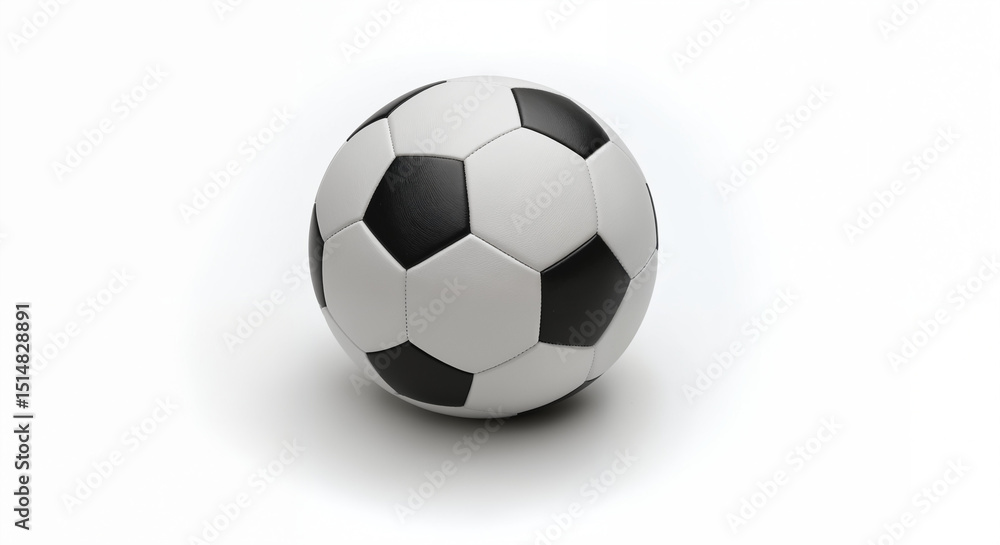 Soccer Ball on White Background - Black and White Football Equipment for Media Sports Events, Sports Journalist Day, and Athletic Promotions Soccer Ball on White Background - Black and White Football Equipment for Media Sports Events, Sports Journalist Day, and Athletic Promotions