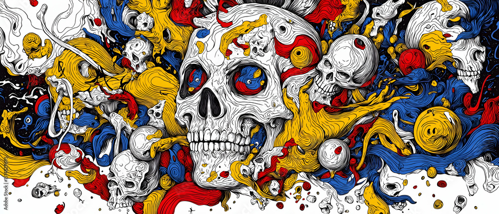 Fototapeta premium Abstract Colorful Skull Pattern Design