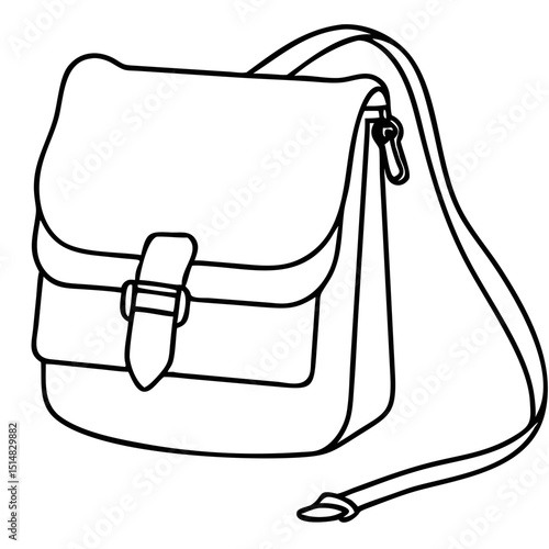 Minimalist Line Art Illustration of a Crossbody Bag