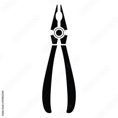 Plier icon vector, black and white, pliers clip art, clip art pliers, simple pliers tool silhouette, hand tools icon design