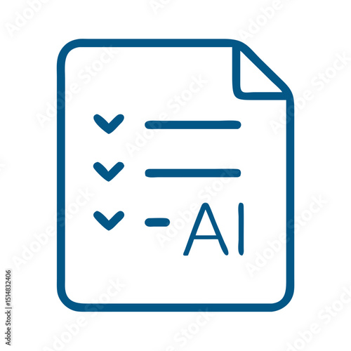 Document with checklist and AI notation in minimalist design  