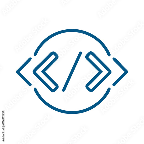 Code brackets symbol in blue vector design on white background  