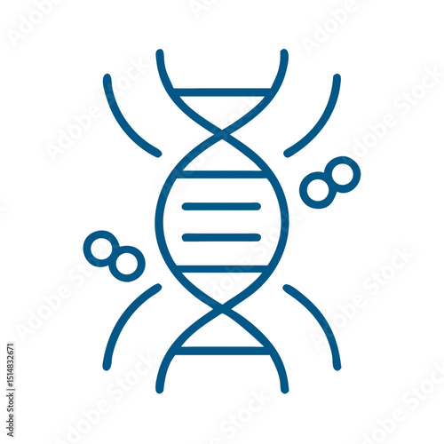 DNA structure illustration in blue outline style on white background  