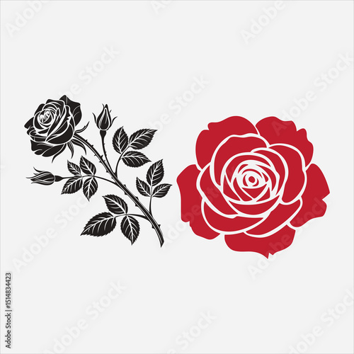 Wallpaper Mural Elegant rose flower silhouette, romantic botanical vector design.

 Torontodigital.ca