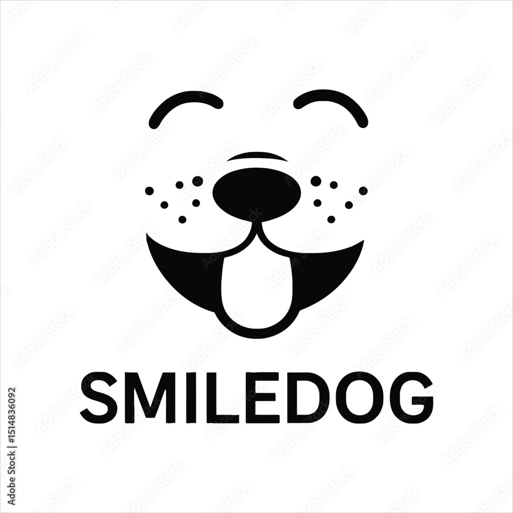 Obraz premium Cute Smiling Dog Face Black and White Logo