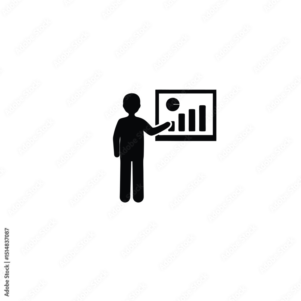 silhouette of person presenting data chart on white background silhouette of person presenting data chart on white background