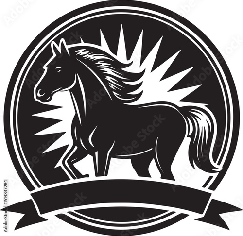 horse silhouette illustration vector logo sticker