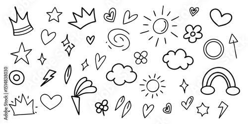 set of floral elements