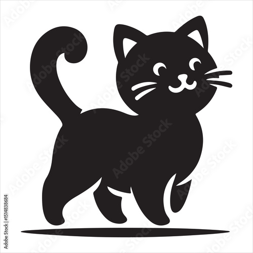 Realistic Cat Silhouette - The Charm of Everyday Feline Life  , black colour vactor 