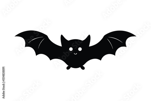 cute bat silhouette vector with Halloween type