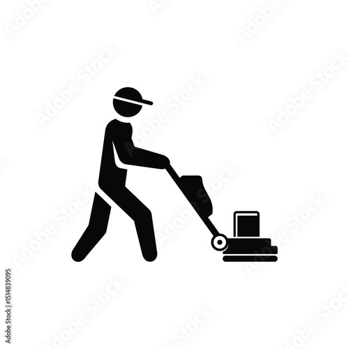 worker using floor polishing machine design. suitable for logo design.