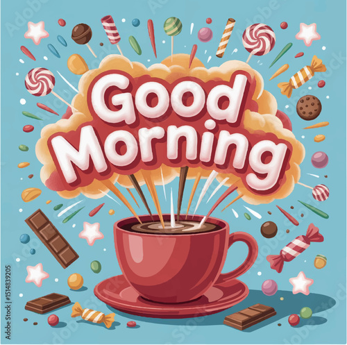 illustration, drawing, vector, text, morning, design, lettering, word, typography, poster, coffee, art, graphic, calligraphy, vintage, background, good morning, day, wake up, retro, white, good, hand,