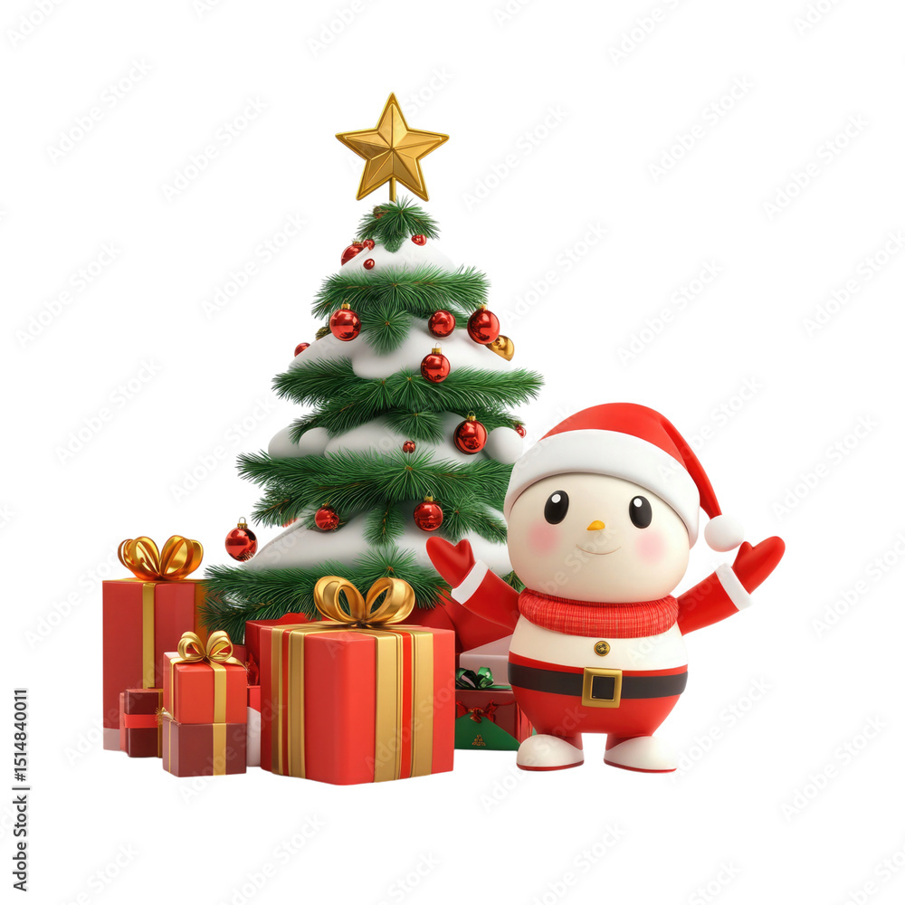 Santa Claus with Christmas Tree and Gifts Holiday Joy. Santa Claus with Christmas Tree and Gifts Holiday Joy.
