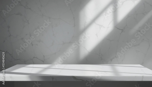 Marble Tabletop Product Showcase Sunlight and Shadows Enhance Display