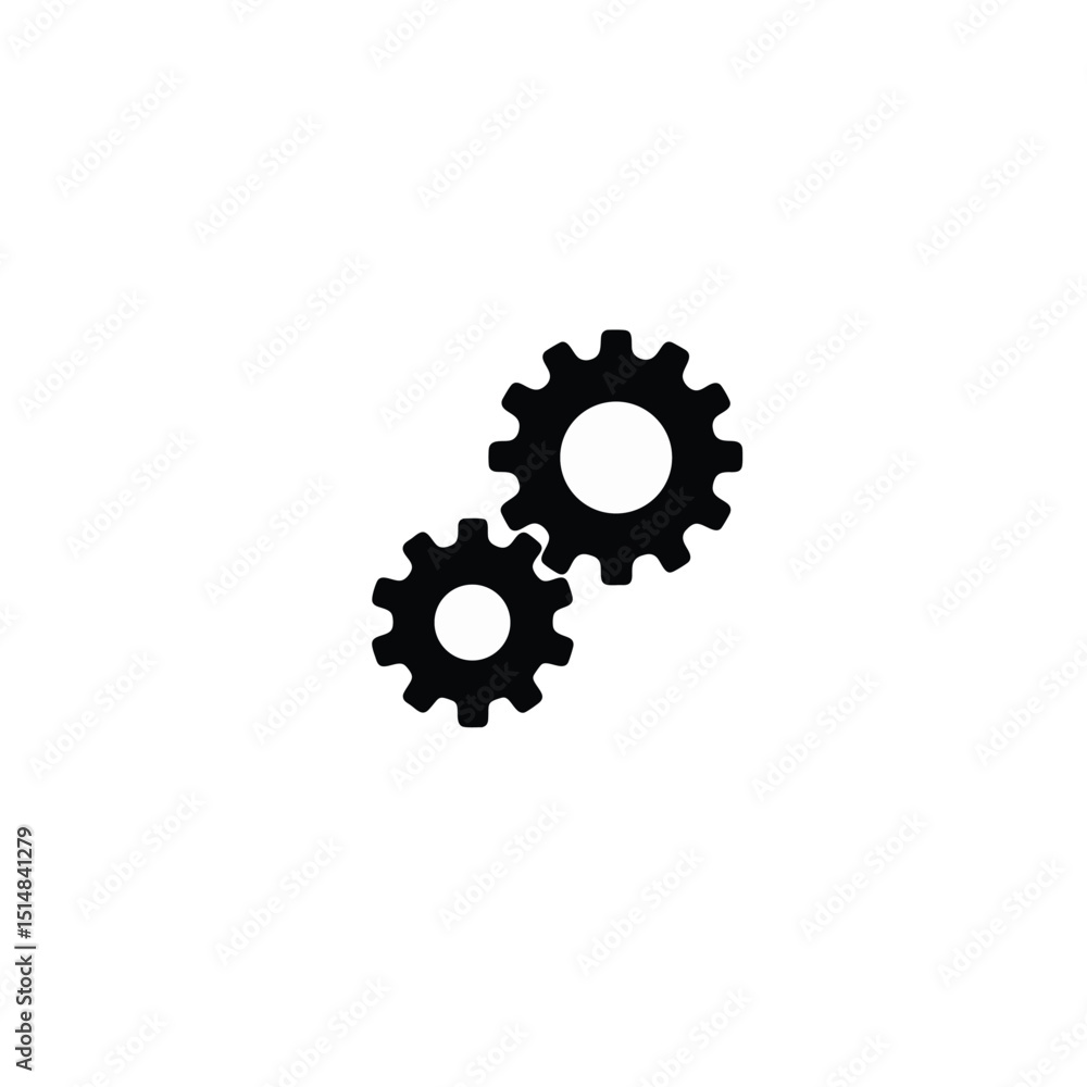 Fototapeta premium silhouette of two interlocked gears on white background