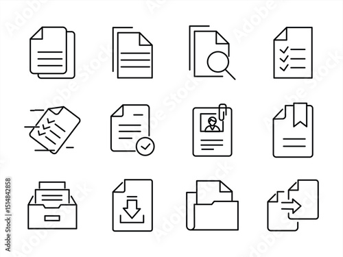 web icon set in line style. Document linear icon collection. Editable stroke. vector illustration