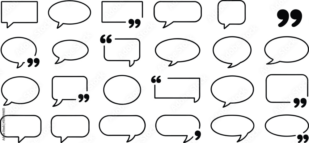 Obraz premium Speech Bubble and Quote Icon Set – Vector Shapes for Design and Social Media