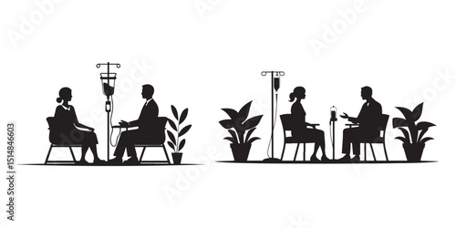 Professional Medical Doctor Silhouette in Standing Pose. Minimal Healthcare patients Illustration.