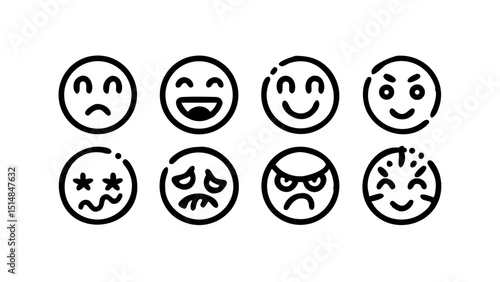 set emoticon cute vector