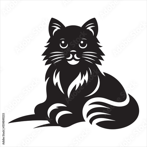 Realistic Cat Silhouette - The Charm of Everyday Feline Life  , black colour vactor 