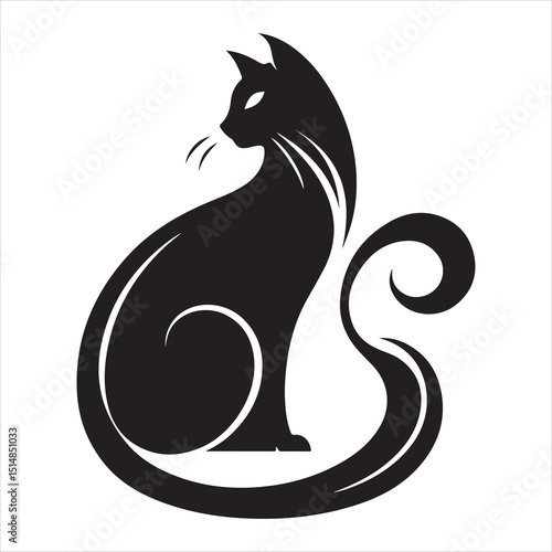 Wallpaper Mural Realistic Cat Silhouette - The Charm of Everyday Feline Life  , black colour vactor  Torontodigital.ca