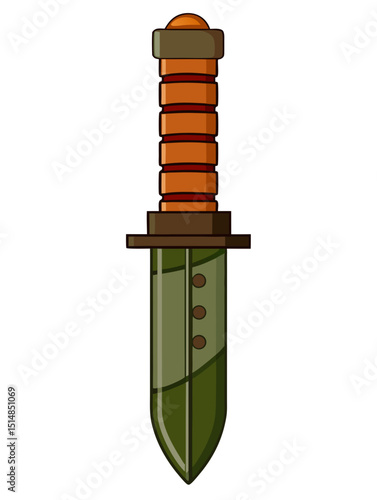 detailed military knife vector with sheath and belt holster, on white background
