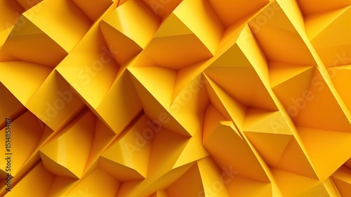 Textured Yellow Surface with Angular Geometric Shapes and Shadows
