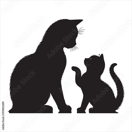 Realistic Cat Silhouette - The Charm of Everyday Feline Life  , black colour vactor 