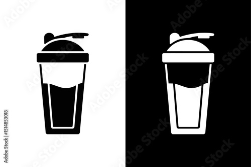 Protein Shaker Vector Icon Monochrome Silhouette for Supplement Labels.