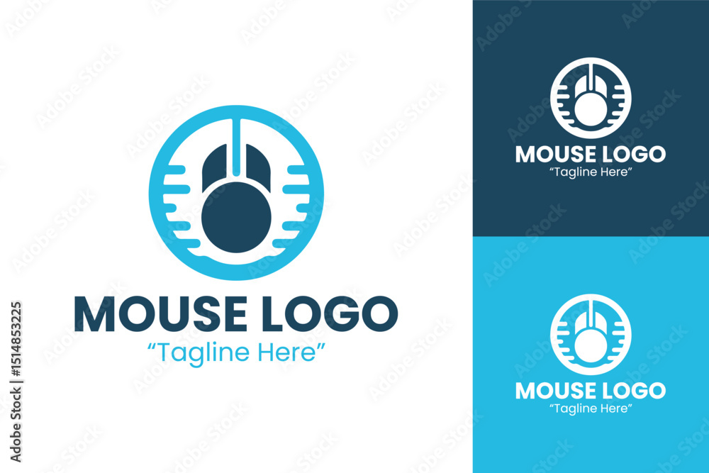 Professional and Simple Mouse Logo with Blue Accent for Tech and Marketing Professional and Simple Mouse Logo with Blue Accent for Tech and Marketing