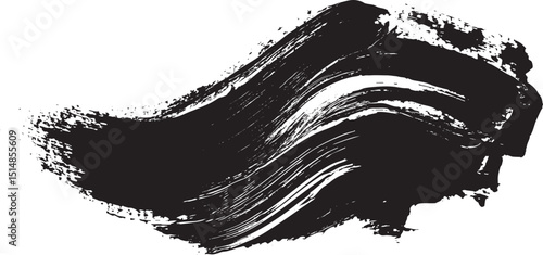Black paint brush stroke texture design. Ink vector brush isolated background style. Grunge brush art with creative stroke element pattern.