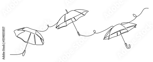 One Continuous line drawing of umbrella. line art of umbrella cover day good for umbrella cover day celebrate. line art. illustration. Editable stroke.