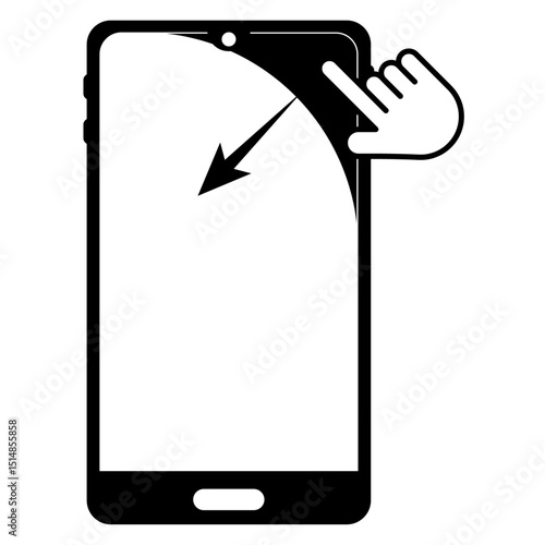 Drag from Corner Gesture Icon Pull Down Mobile Interaction Vector