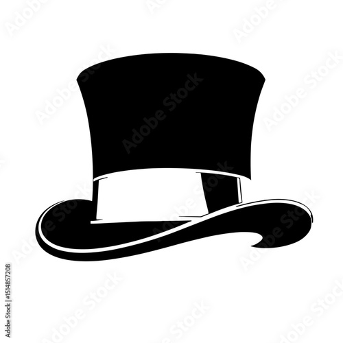Hand drawn vintage top hat with curved brim symbolizing classic fashion elegance formalwear and historical gentleman style