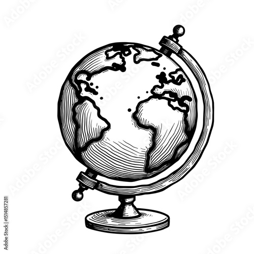 Hand drawn globe showing continents symbolizing geography travel education exploration and global knowledge