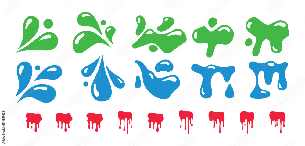 Obraz premium Color splash silhouette vector. Water splash icon. Liquid droplet, splash, raindrop design element. Vector illustration eps 10