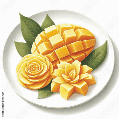 Mango Glow Carved mango isolated watercolor vector illustration svg