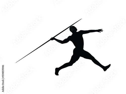 Black Silhouette Male Javelin Thrower Athlete in Action

