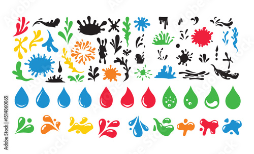 Black splash silhouette vector. Water splash icon. Color Liquid droplet, splash, raindrop design element. Vector illustration eps 10