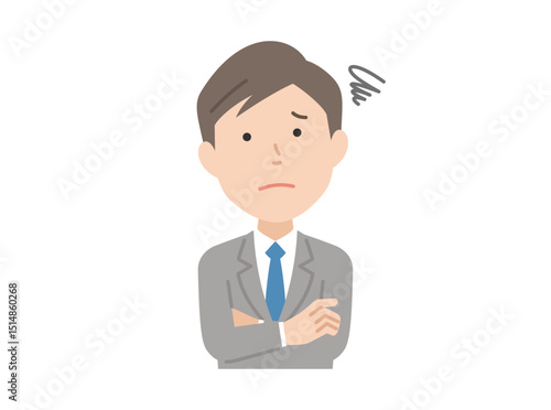 悩む,スーツ男性