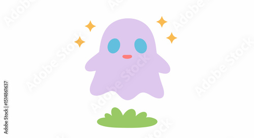 Cute Lavender Ghost Shining Above Green Grass