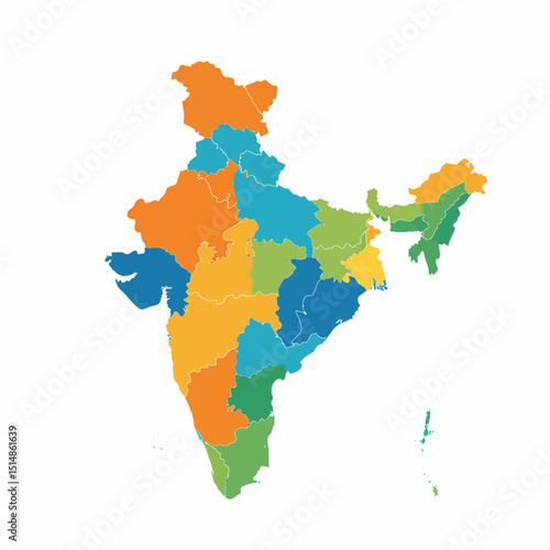 India Map Colorful States