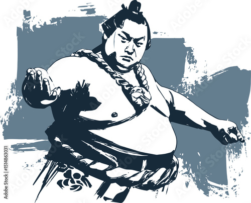 Bold sumo wrestler in striking stance vector art showcasing Japanese tradition and strength