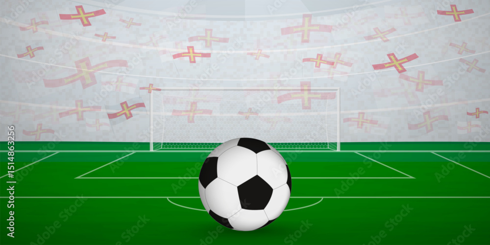 Guernseyman Football Arena Full of Fans with National Flags, Sports Event Illustration. Guernseyman Football Arena Full of Fans with National Flags, Sports Event Illustration.